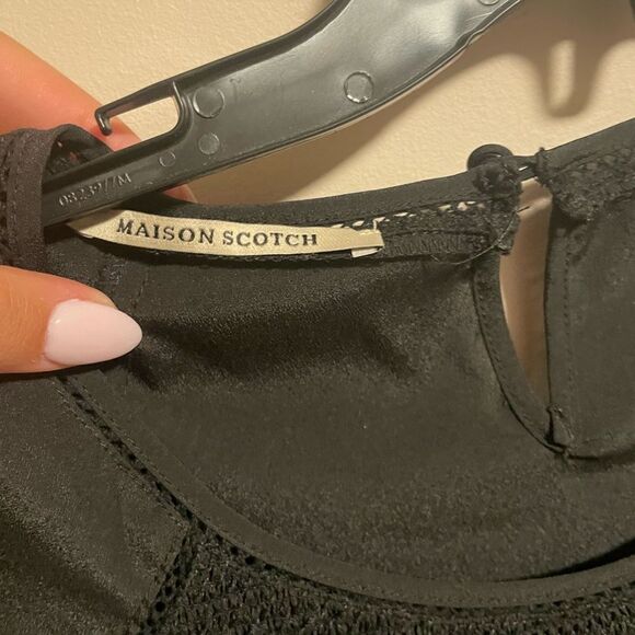 Maison SCOTCH & SODA Black Lace Insert H line Shift Dress- Size 1 (Small) - Picture 9 of 11